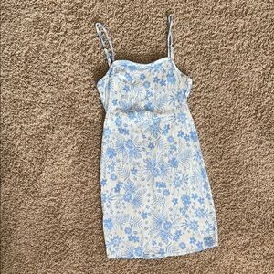 Floral Blue and White Women's Bodycon Dress